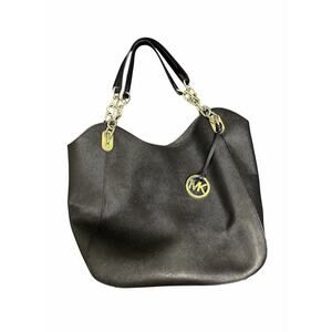 Michael Kors Large Black Pebbled Leather Chain Shoulder Bag